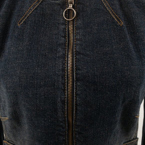 Nordstrom 90s M Cotton Stretchy Moto Jean Jacket - Picture 7 of 14